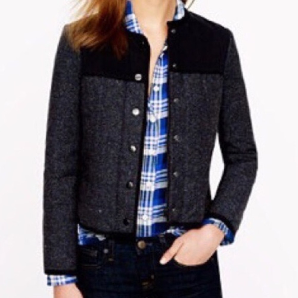 J. Crew navy quilted fencing jacket